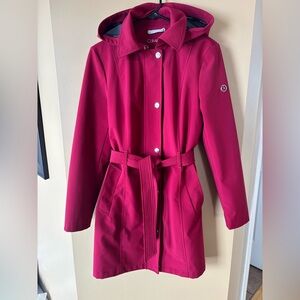 Calvin Klein Red Belted Trench Coat